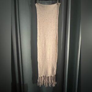 House of Harlow 1960 Speckled Cream Fringe Knit Scarf NWT